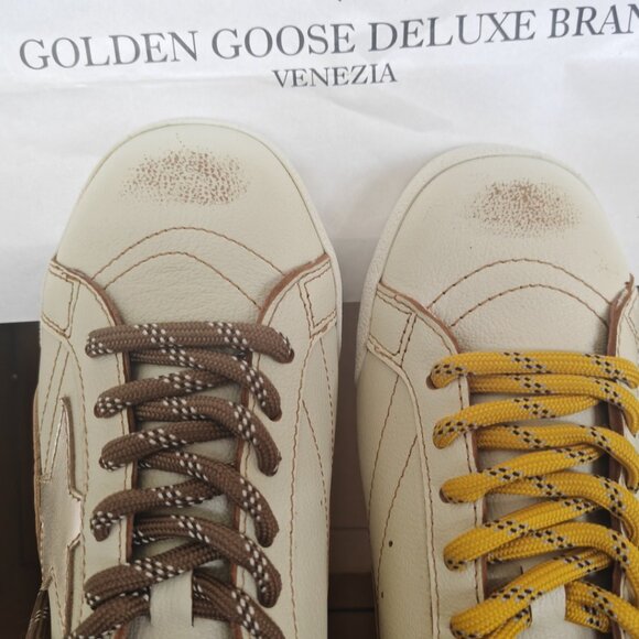 Golden Goose Cream and Brown Loafers with Yellow Accents - Picture 7 of 7